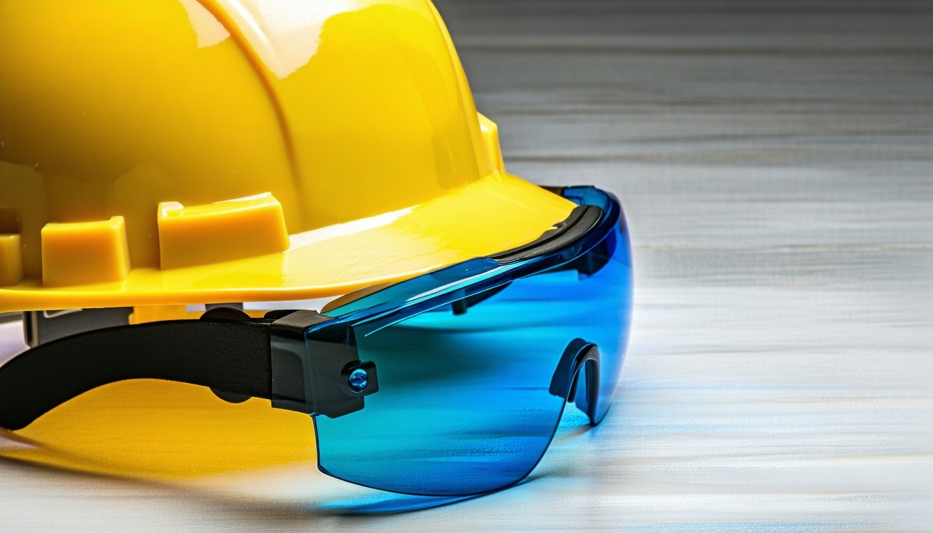 safety goggles and hard hat